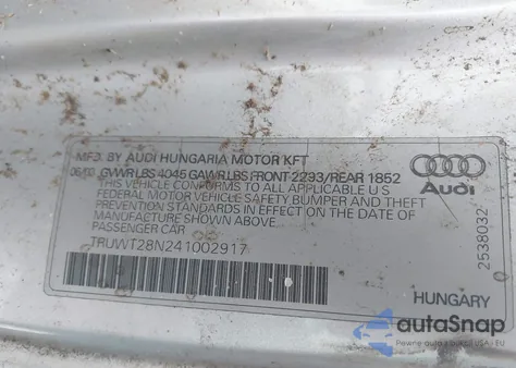 2004 Audi Tt 1.8L from USA, damaged, VIN TRUWT28N241002917